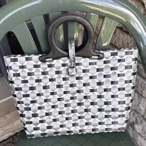 Stylish Black and White Geometric Women's Bag